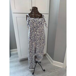 Lucy Yak | L.E. Original Dungaree | Organic Twill | Floral Daisy Blue | UK 16R